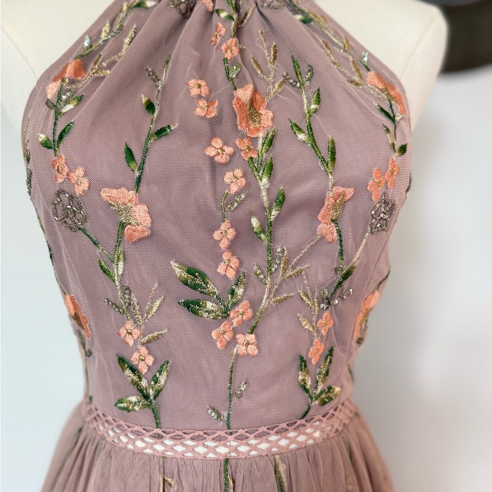 ASOS Floral Embroidered Maxi Dress in Pink and Green - Picture 3 of 9